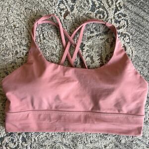 Lululemon Energy Sport Bra *Long Line Peach Pink Size 12 Pads Included